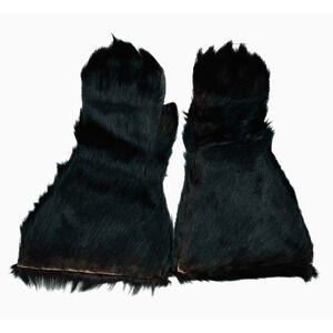 Rare Antique Old Fur Gauntlet Gloves Western American Mountain Man 1900s